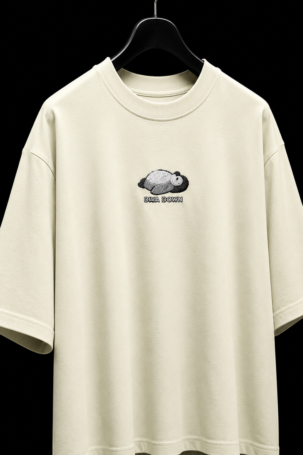 Diva Down- Embroidered Oversized Tee
