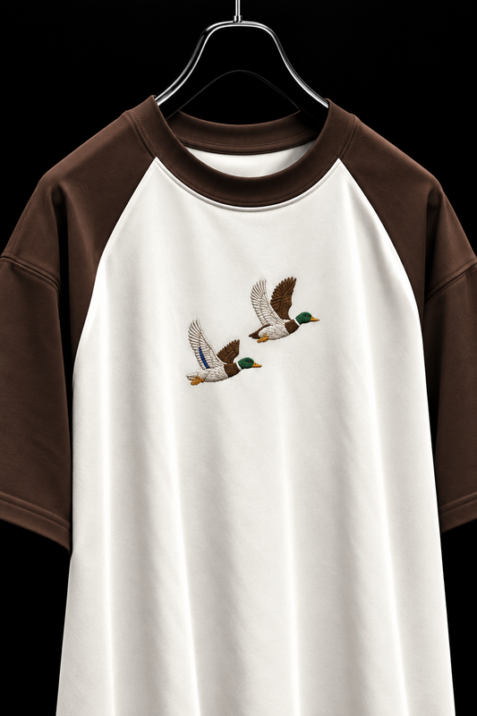 Twin Mallards Embroidered Raglan Tee