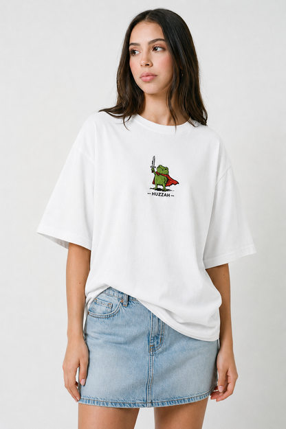 Huzzah- Embroidered Oversized Tee