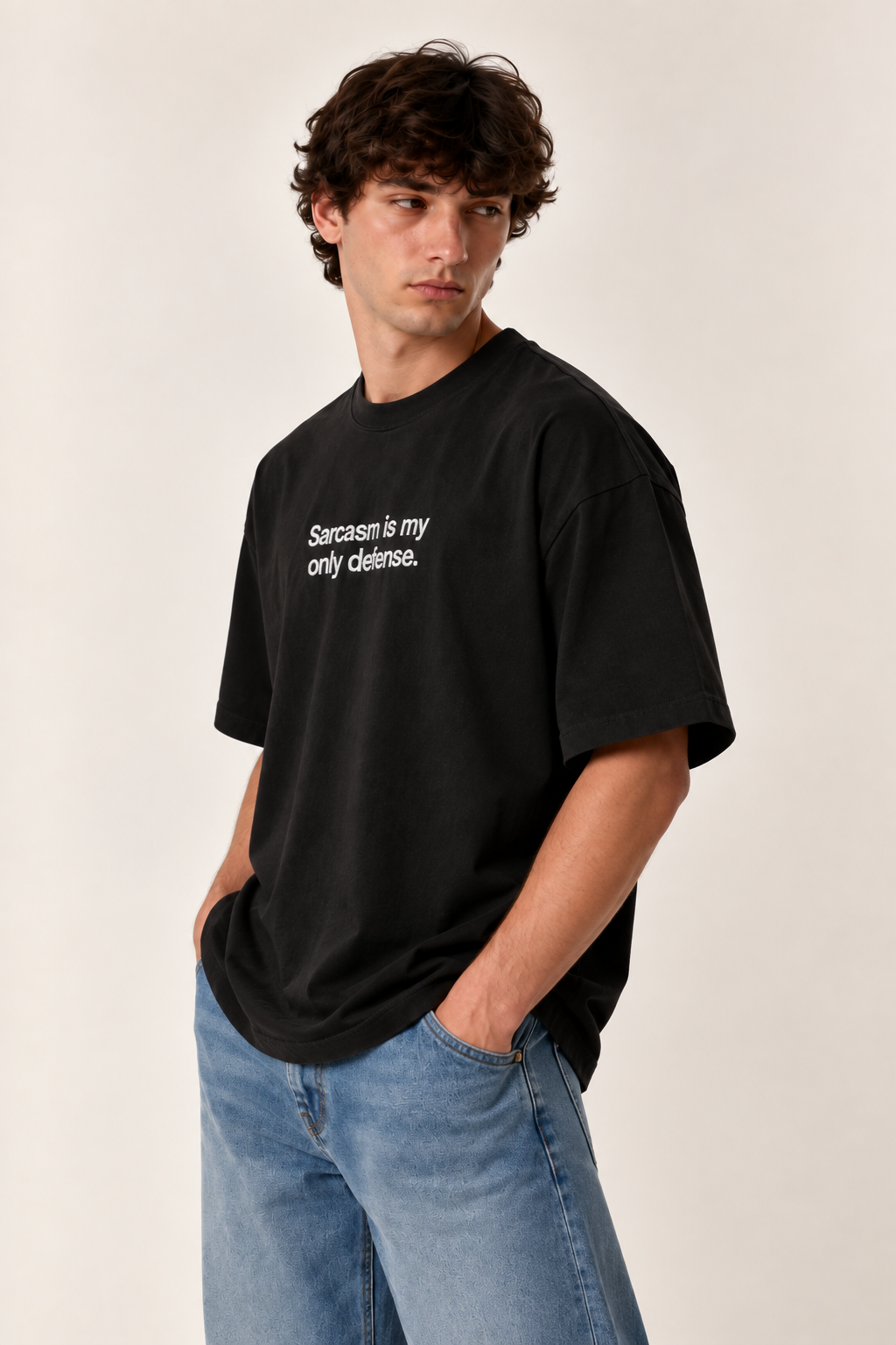 Sarcasm- Embroidered Oversized Tee