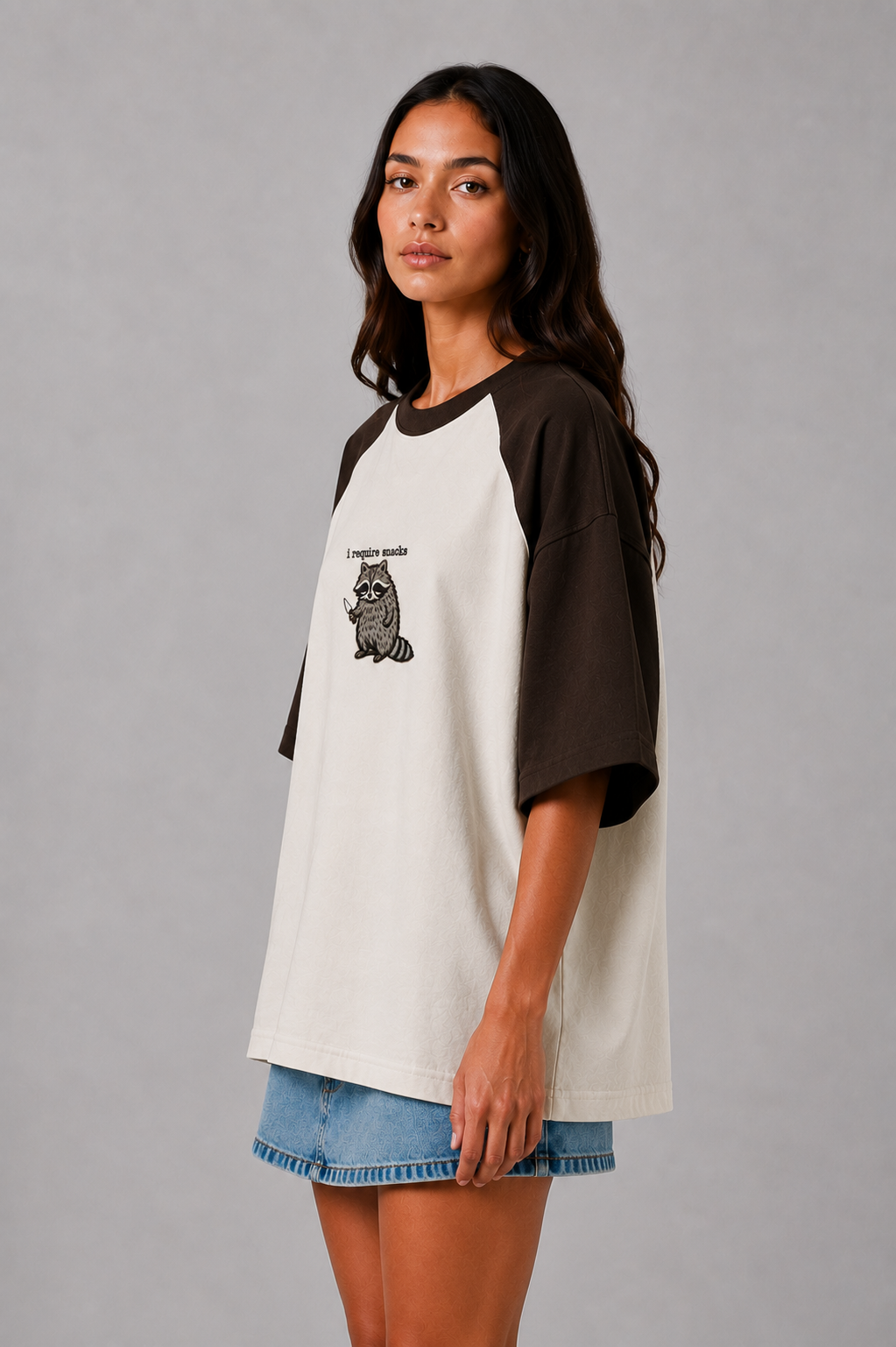 I require snack Embroidered Raglan Tee