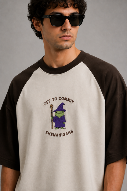 Committed to Shenanigans Embroidered Raglan Tee