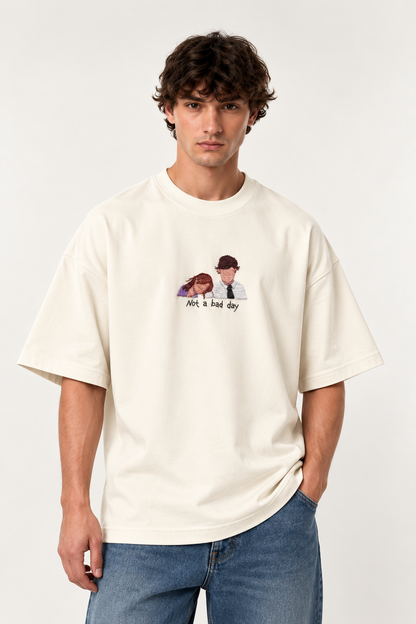 Jim & Pam Embroidered Oversized Tee