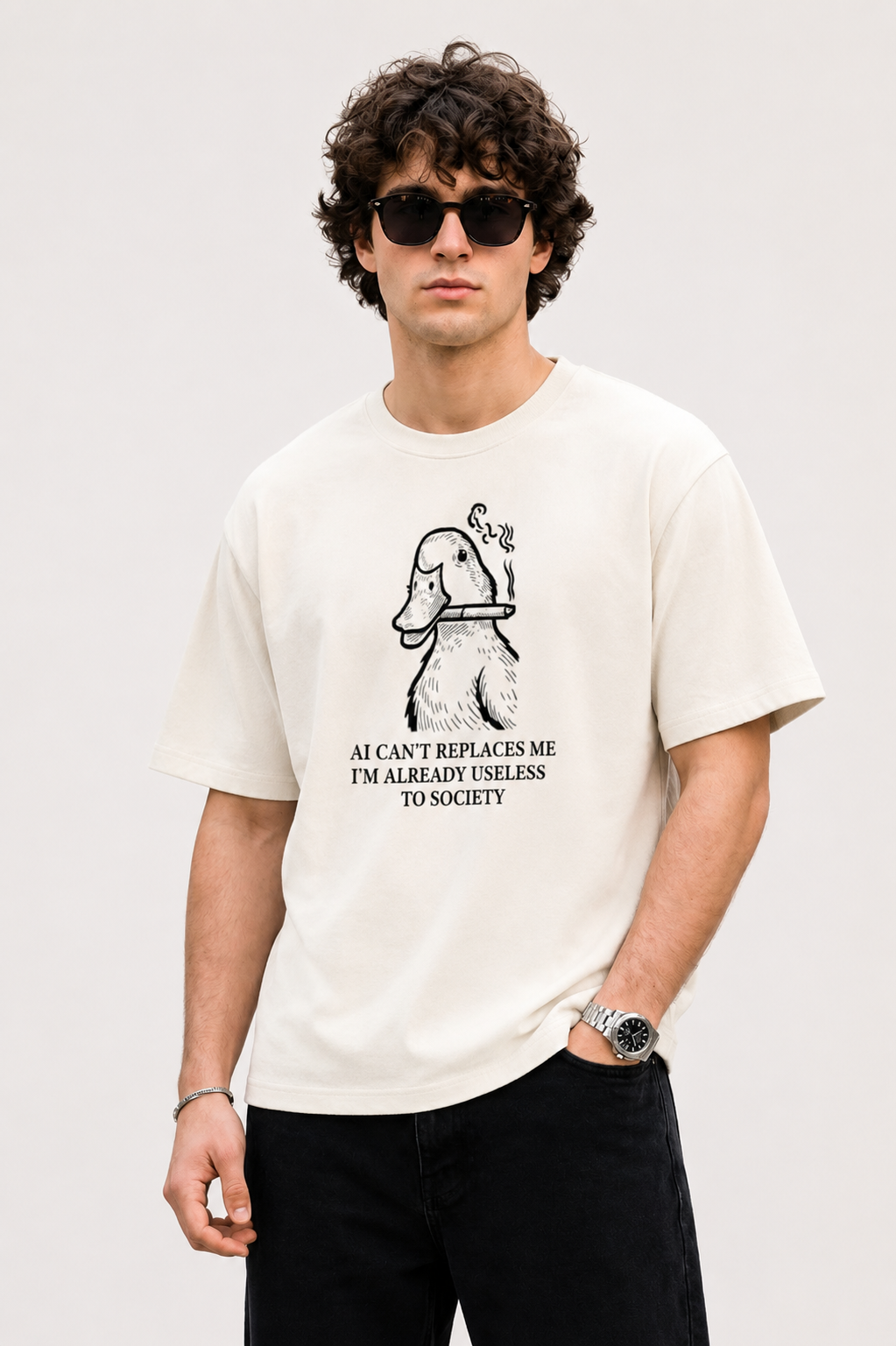 AI Can't Replaces Me-Oversized Tee