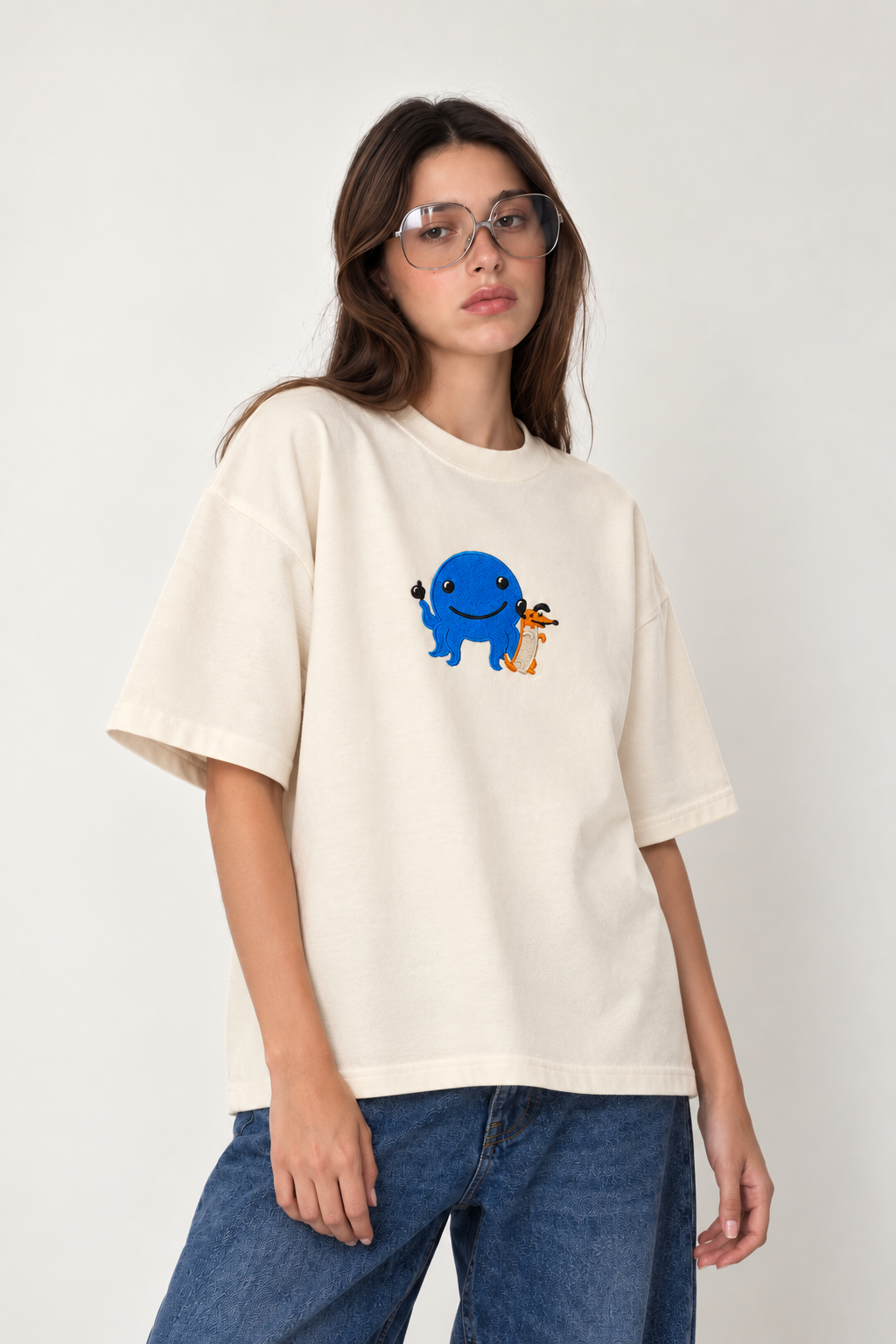 Oswald Buddies- Embroidered Oversized Tee