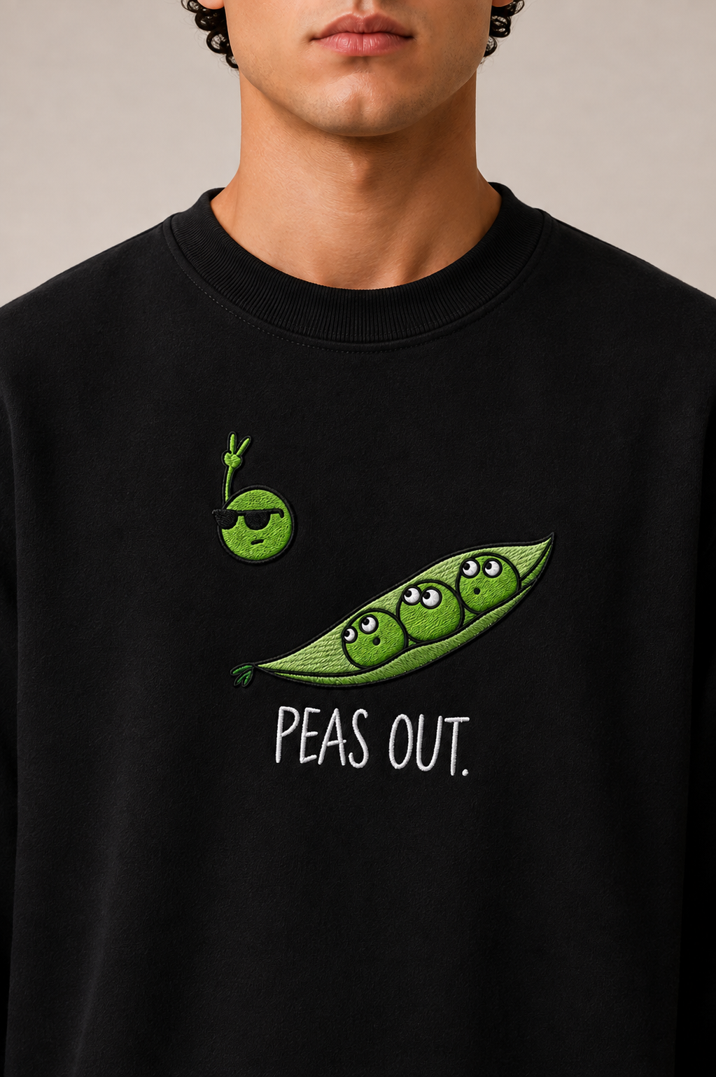Peas Out — Embroidered Oversized Tee