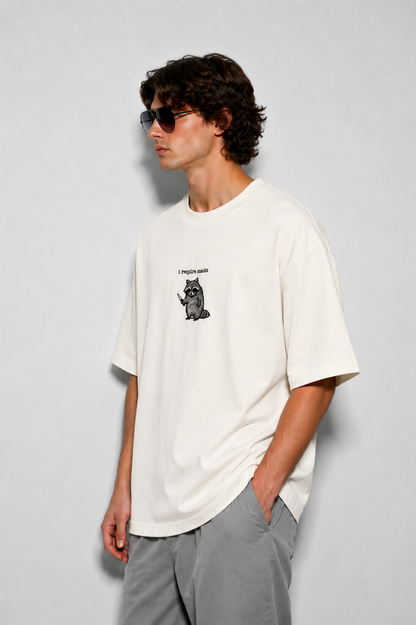 I require snack- Embroidery Oversized tee