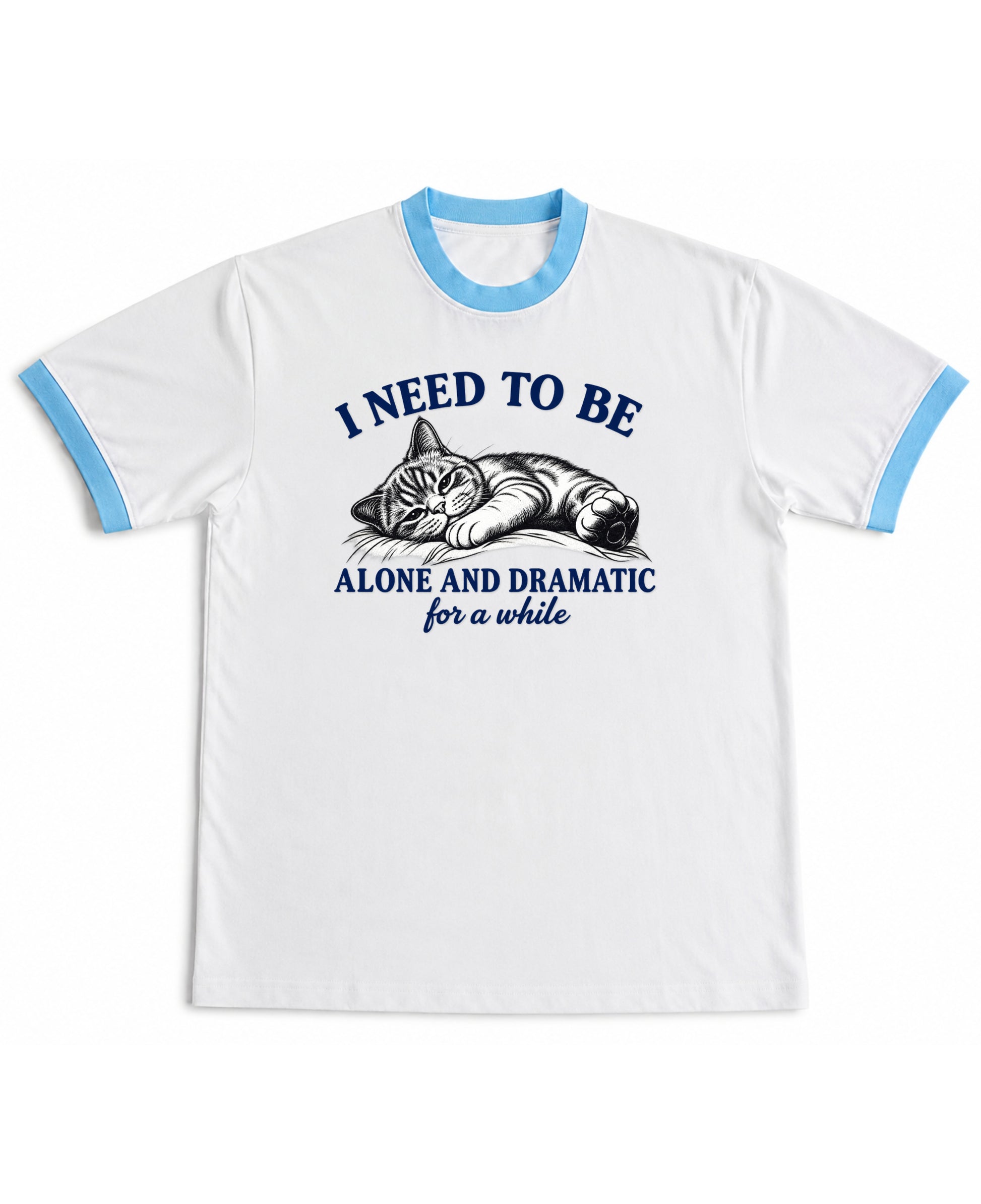 White & Sky Blue Ringer tee Front Design