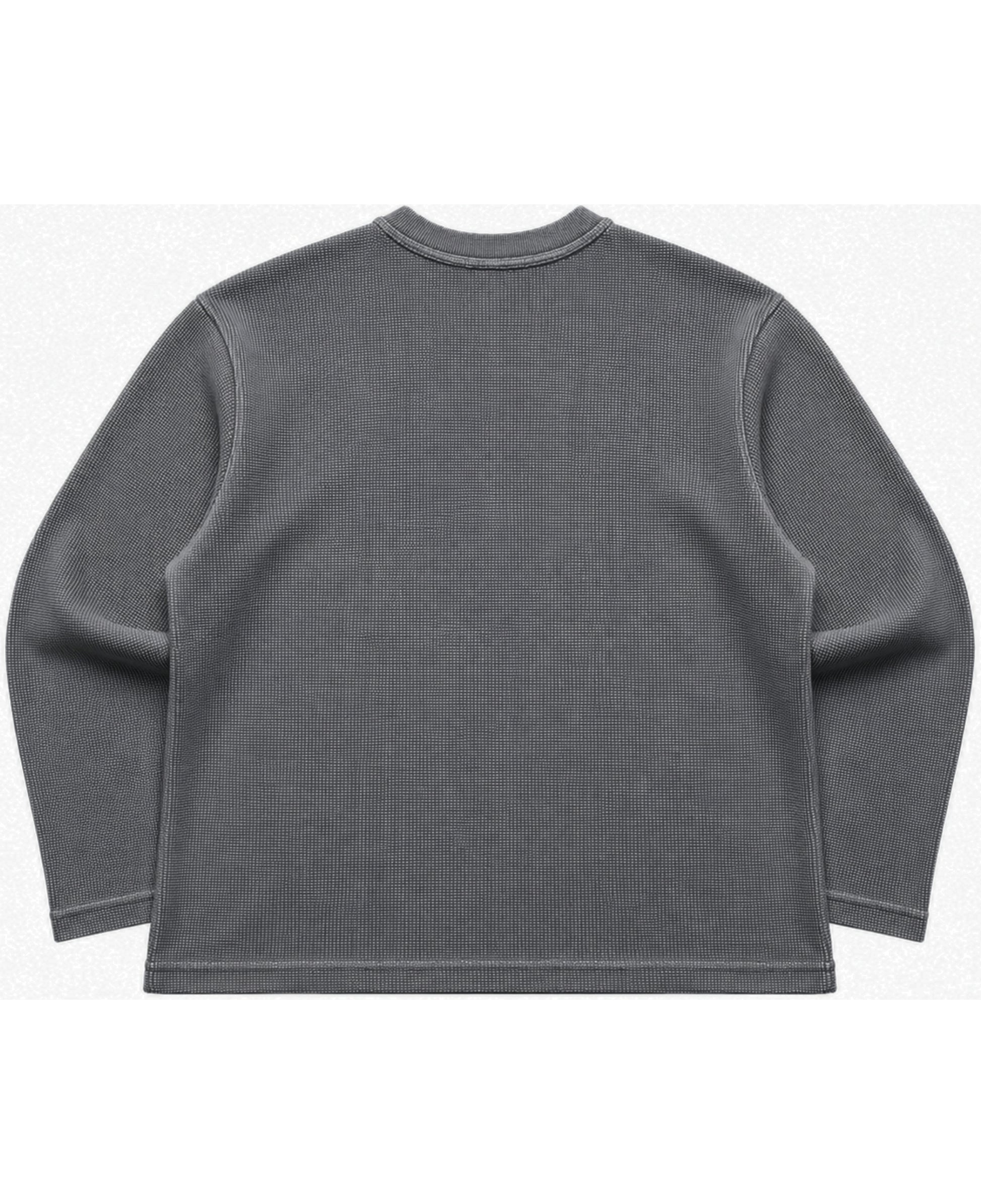 Acidwash waffle knit oversized full-sleeve Back Design