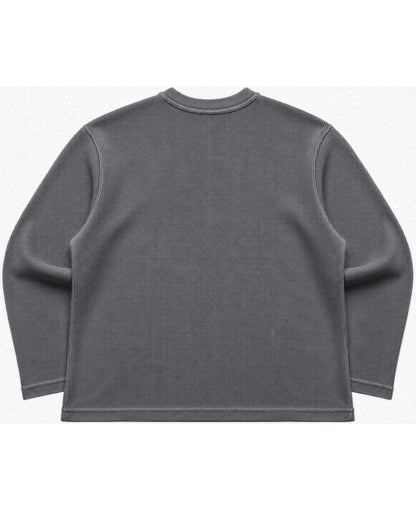 Acidwash waffle knit oversized full-sleeve Back Design