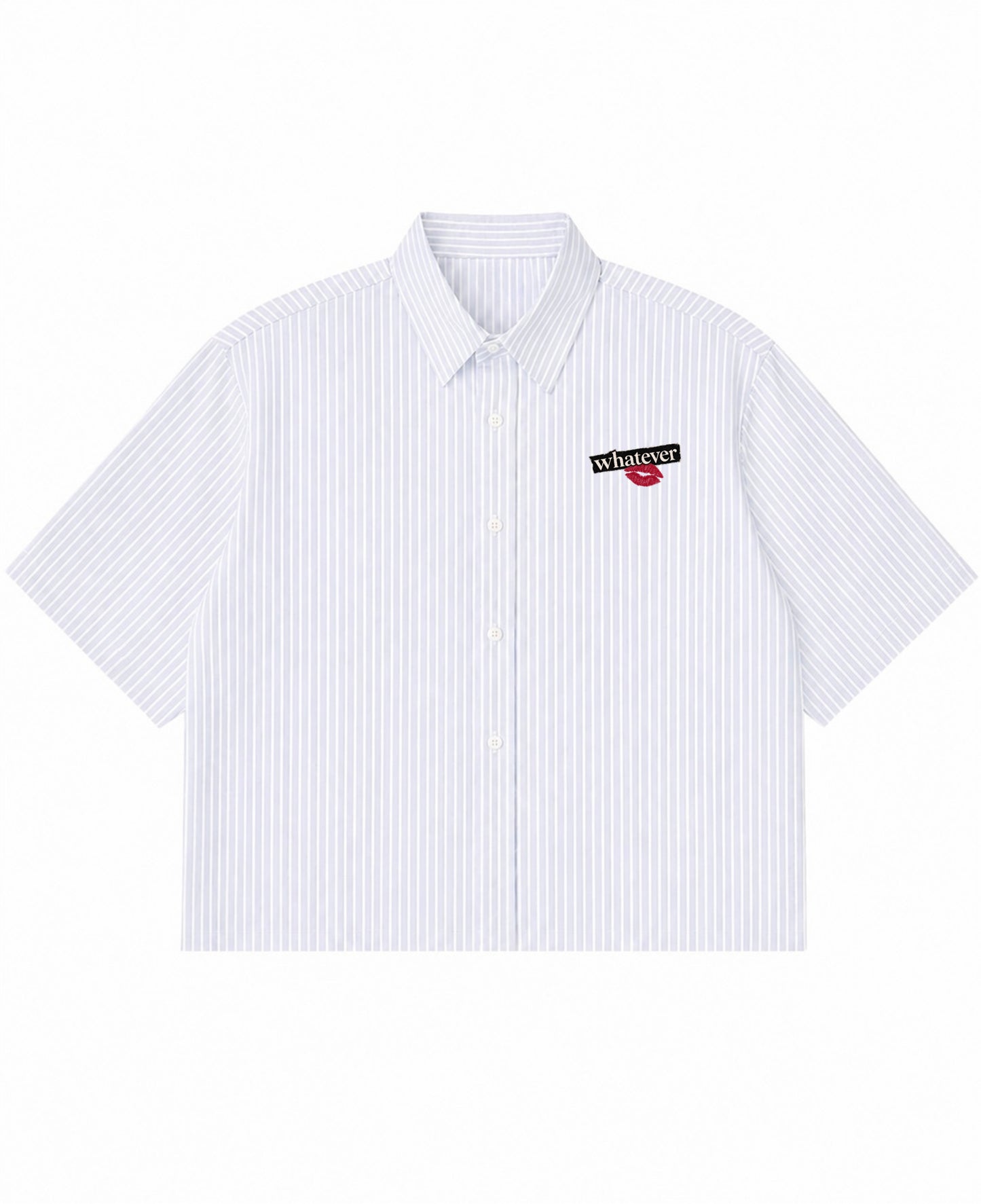 Blue Striped Oxford Boxy Shirt Front Design