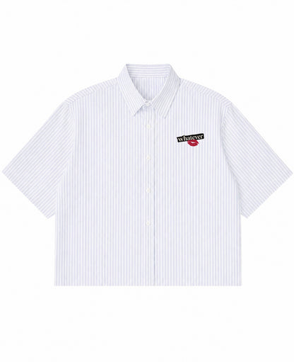 Blue Striped Oxford Boxy Shirt Front Design