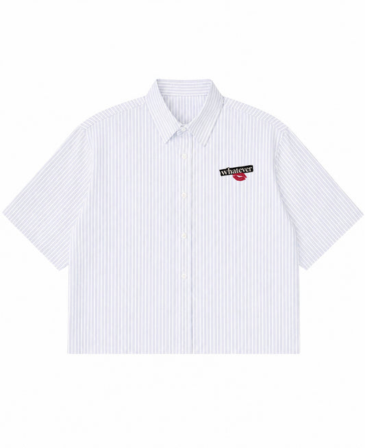 Blue Striped Oxford Boxy Shirt Front Design