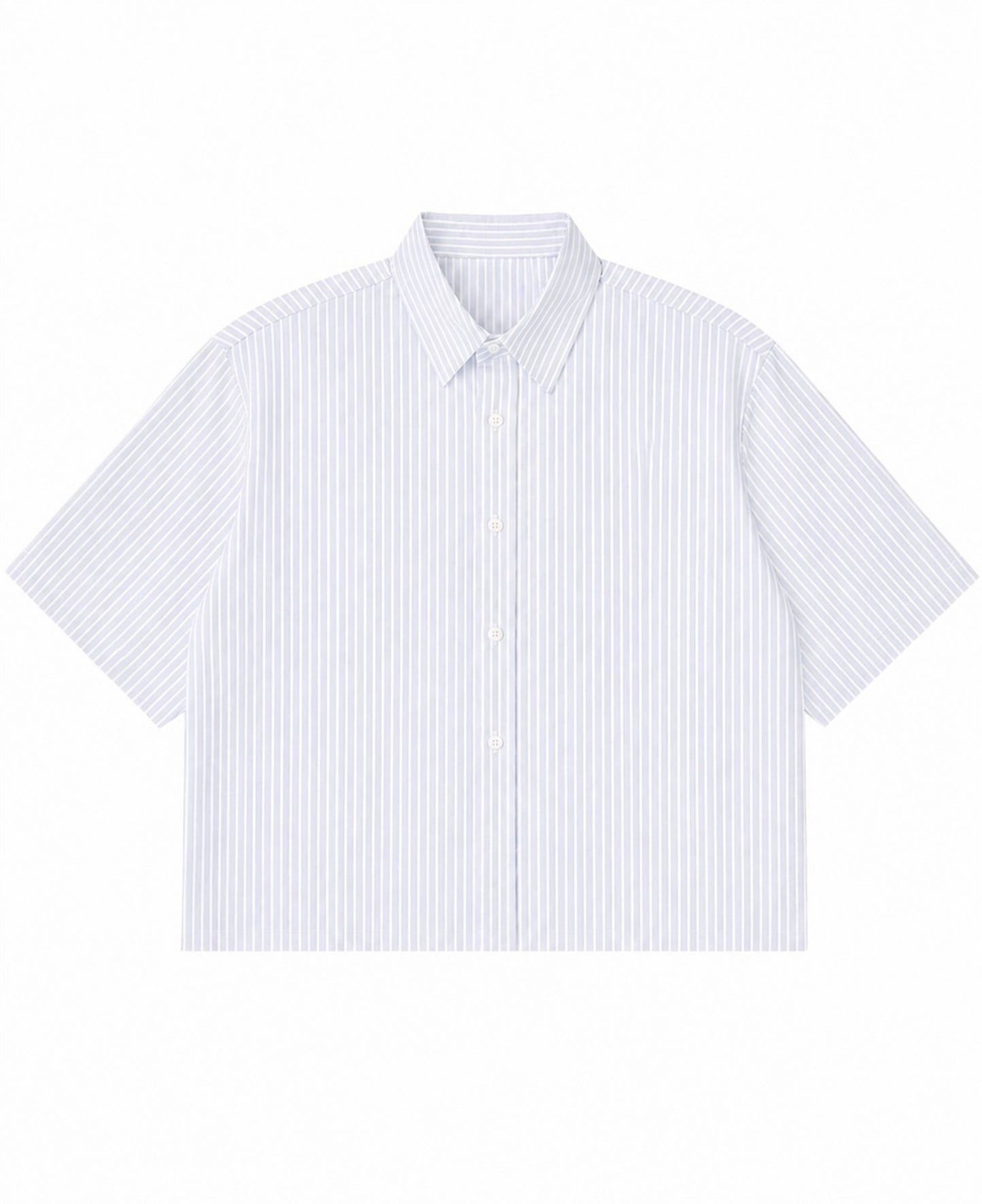 Blue Striped Oxford Boxy Shirt Front Design
