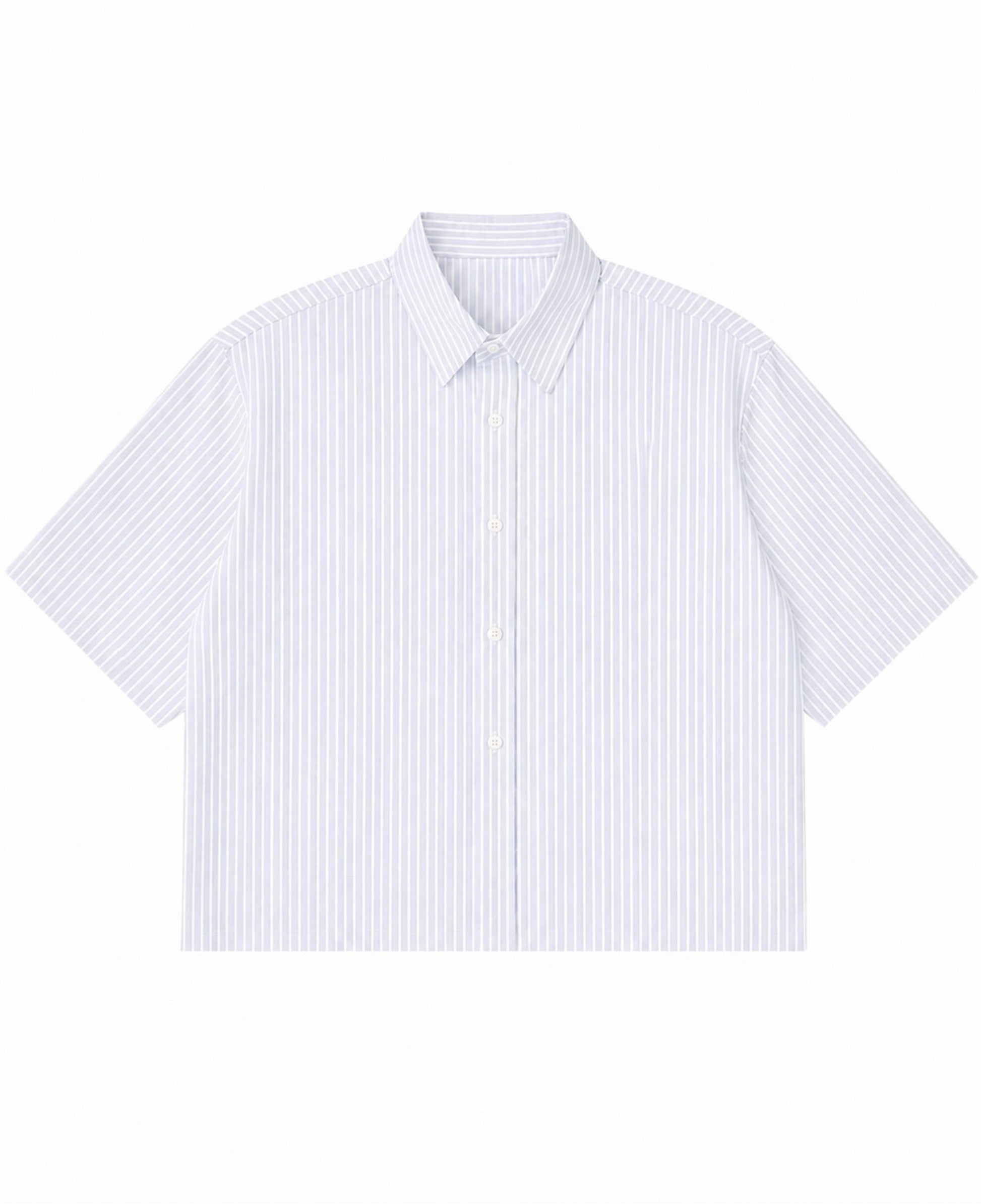 Blue Striped Oxford Boxy Shirt Front Design