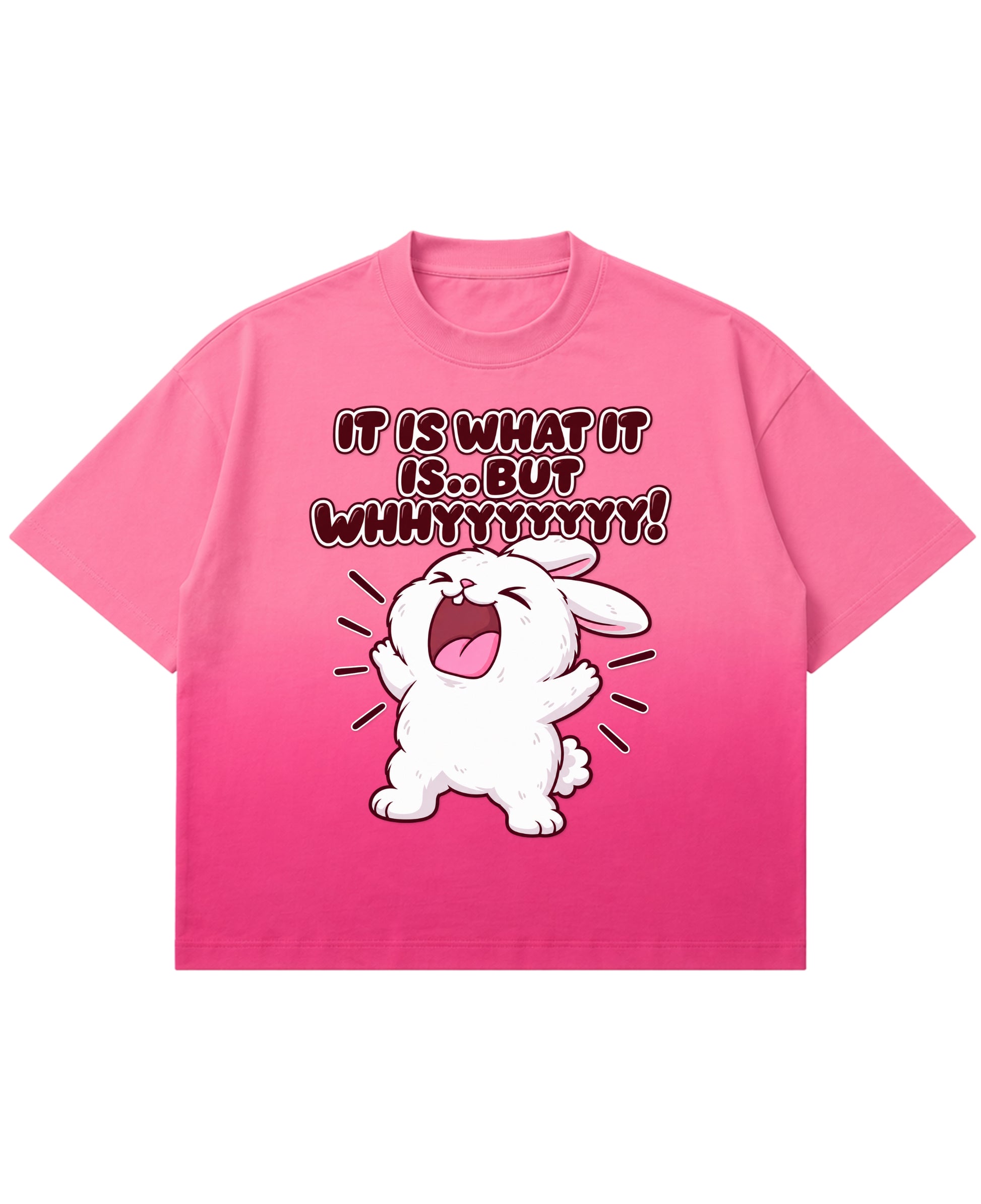 Pink Sunfade Ombré Wash Boxy Fit T-shirt Front Design