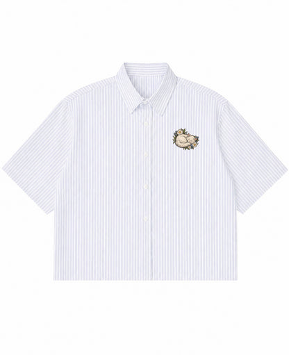 Blue Striped Oxford Boxy Shirt Front Design