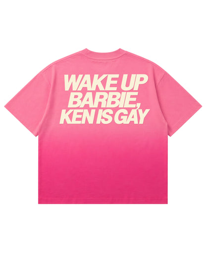 Pink Sunfade Ombré Wash Boxy Fit T-shirt Back Design