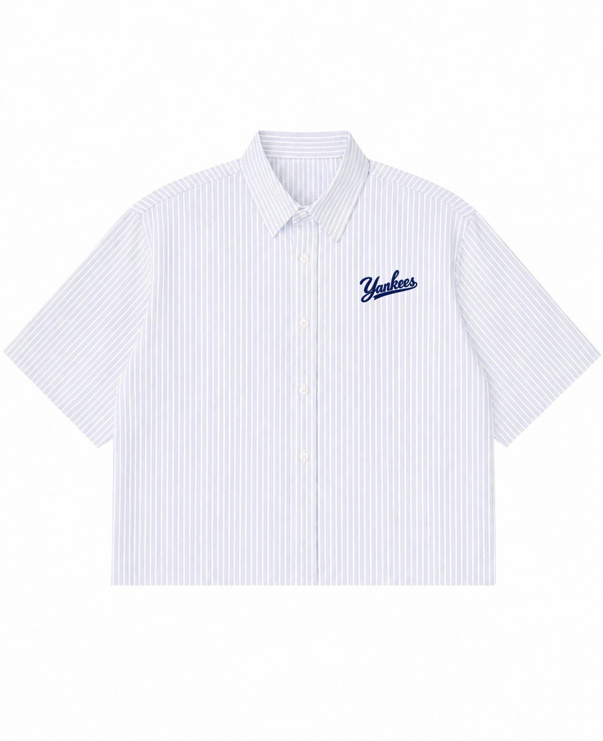 Blue Striped Oxford Boxy Shirt Front Design