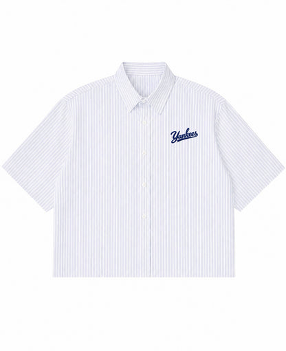 Blue Striped Oxford Boxy Shirt Front Design