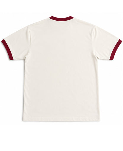 Off White & Maroon Ringer tee Back Design