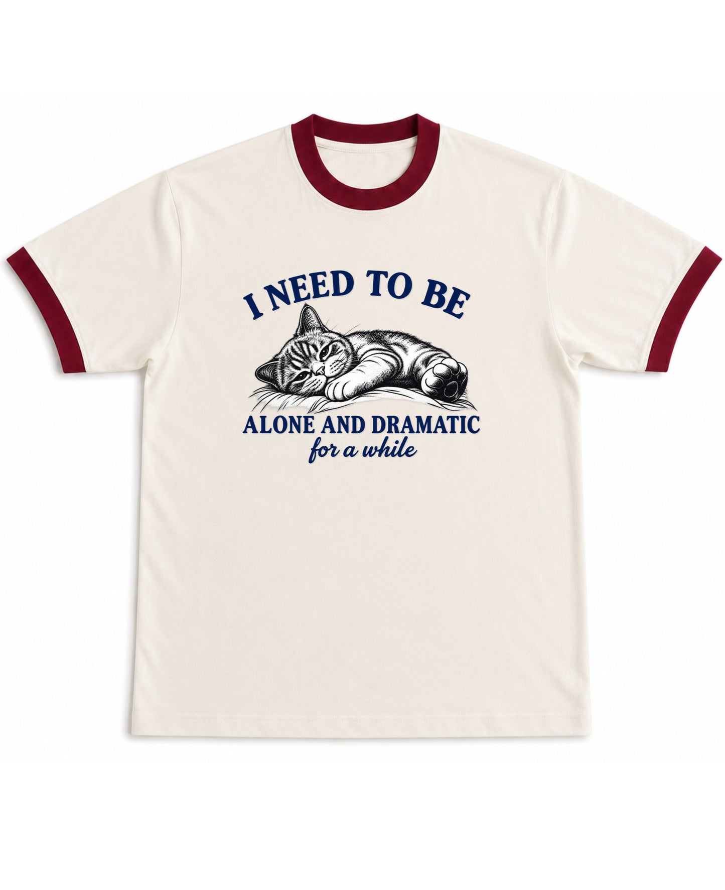 Off White & Maroon Ringer tee Front Design