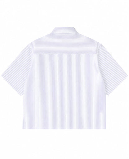 Blue Striped Oxford Boxy Shirt Back Design