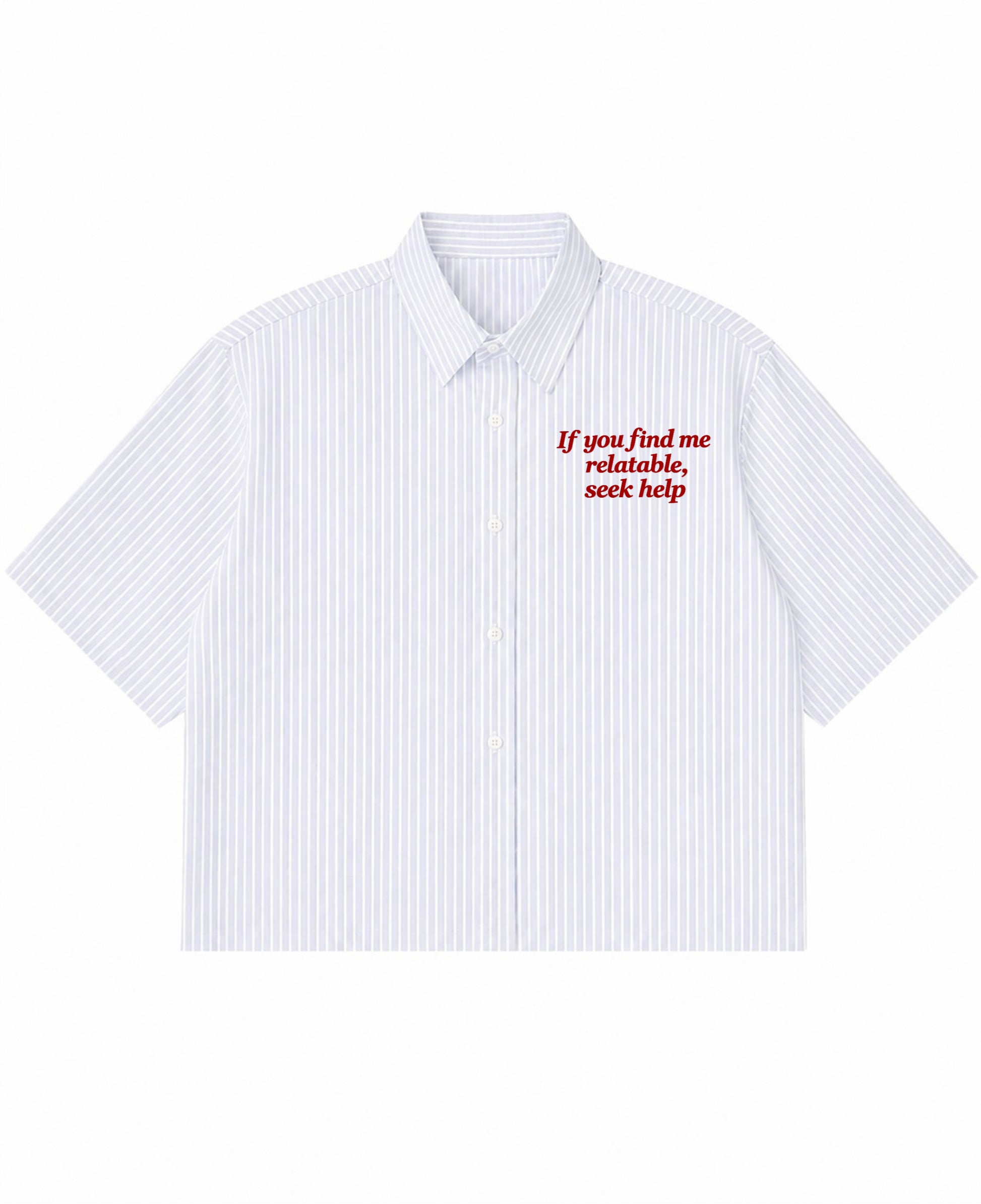 Blue Striped Oxford Boxy Shirt Front Design