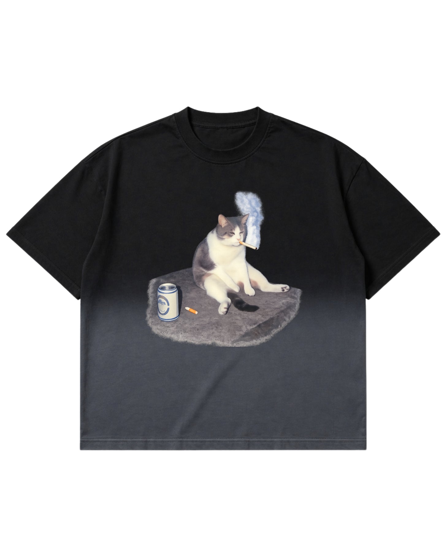 Black Ombré Wash Boxy Fit T-shirt Front Design