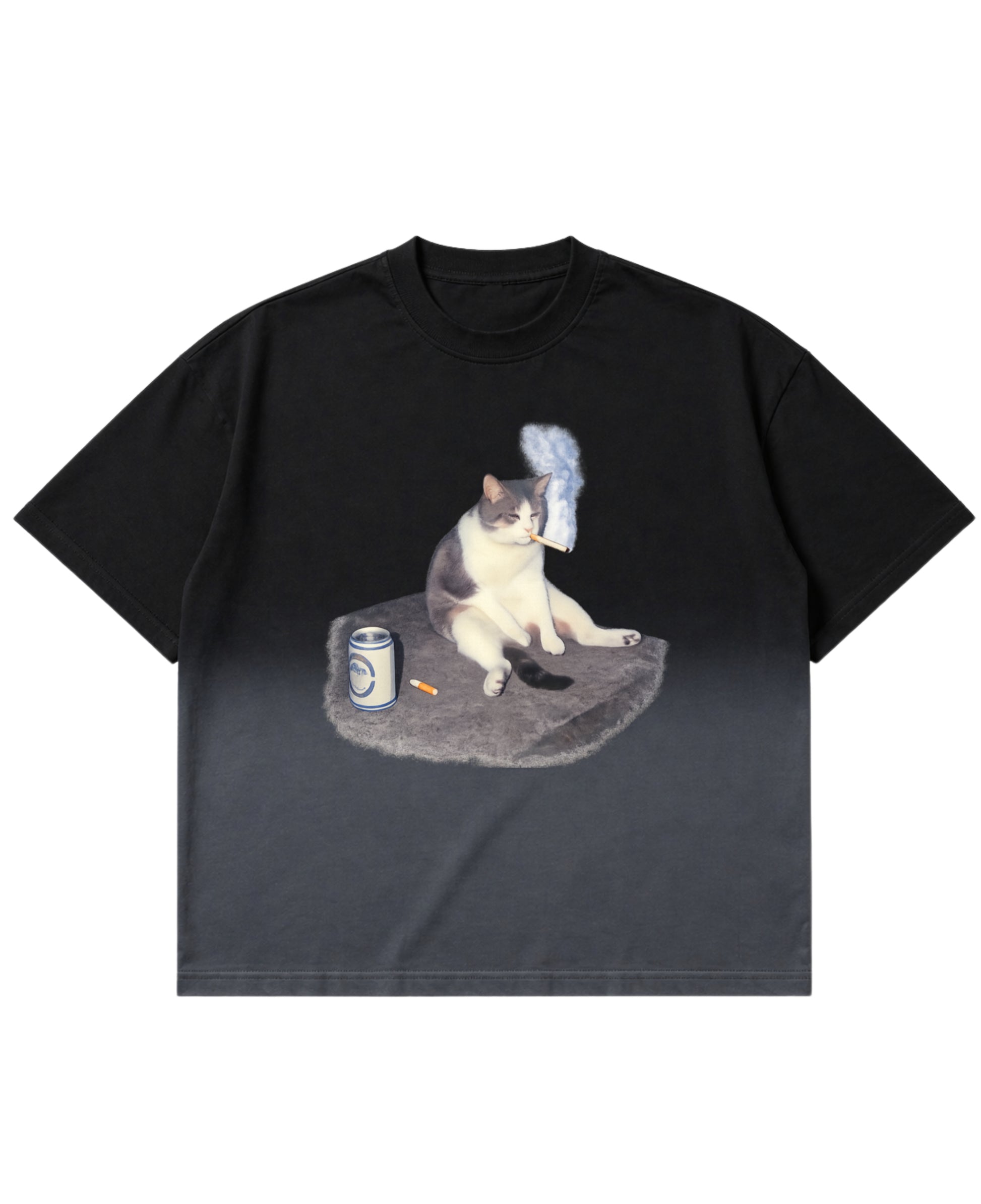 Black Ombré Wash Boxy Fit T-shirt Front Design