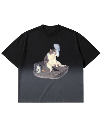 Black Ombré Wash Boxy Fit T-shirt Front Design