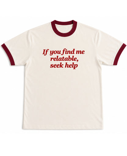 Off White & Maroon Ringer tee Front Design